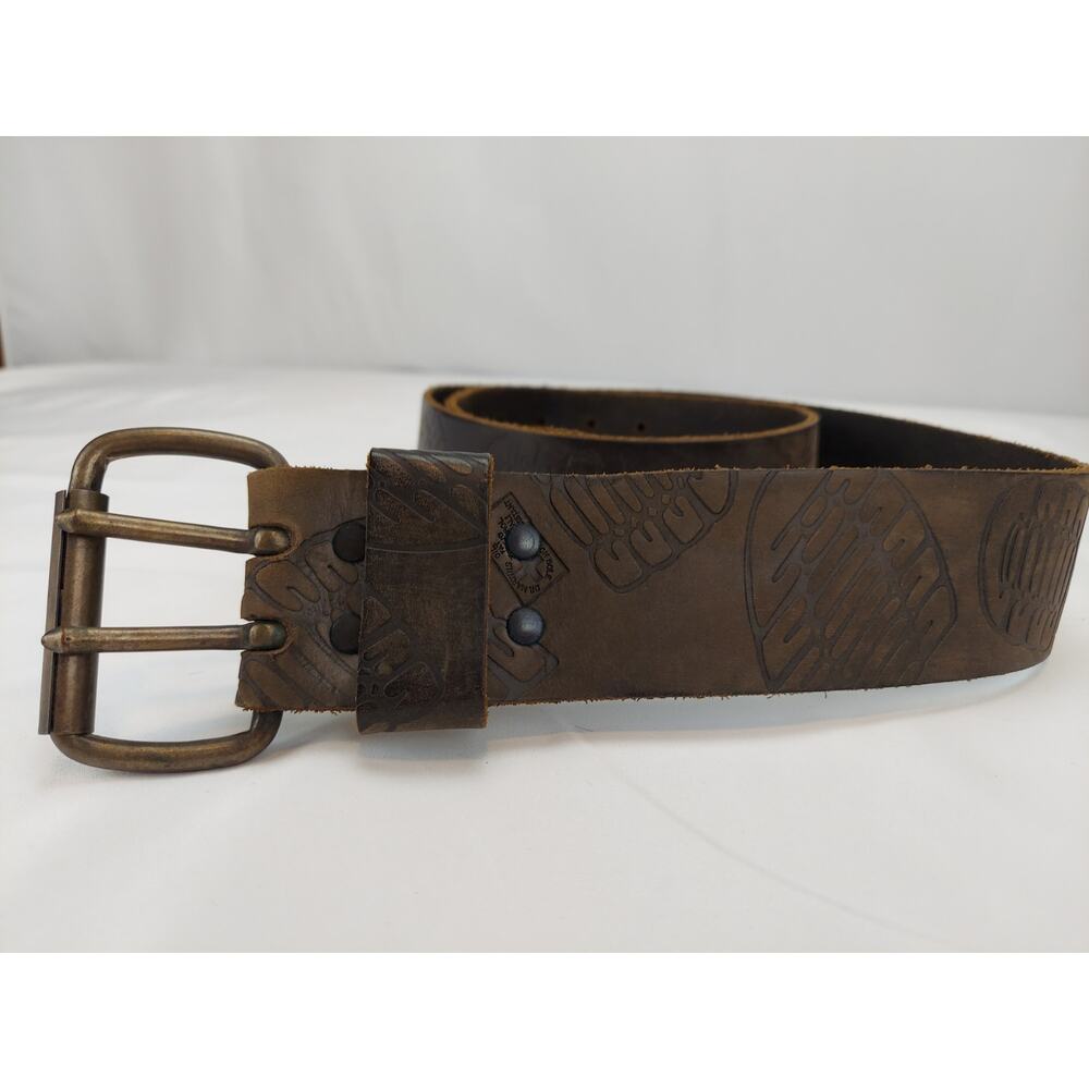 Dr Martens Y2K 90's Vintage Brown Leather Shoe Print Chunky Belt XL Unisex 47"